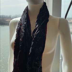 Black sheer with red underlay scarf. FW-3